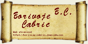 Borivoje Čabrić vizit kartica